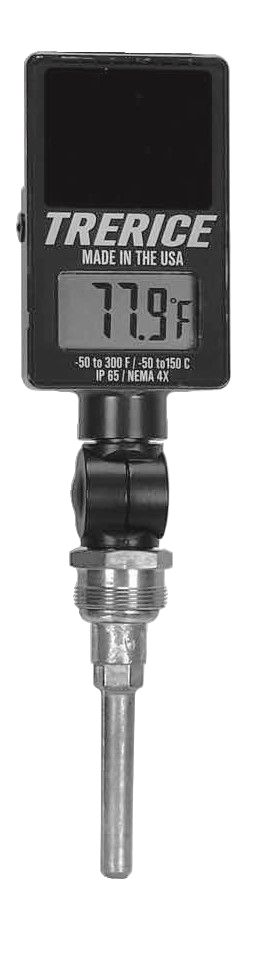The Trerice SX9 “Digital Therm”  comes standard with a NEMA-4X  case, making it the perfect choice for  outdoor applications and in areas  that require “spray-down.”  The SX9  is the ideal replacement for existing  mercury-in-glass thermometers in  enviro