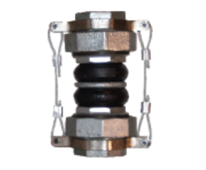 MJ-90 molded elastomer expansion joints are designed to handle vibration, misalignment and movement in smaller diameter piping systems.  The union ends provide a simple means of disconnecting the piping to service equipment such as pumps.  The maximum ang