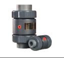 Series TU valves feature all plastic construction with double true union ends for simple and quick field service. When the union nuts are backed off, the valve may be removed for servicing without disturbing the adjacent piping.