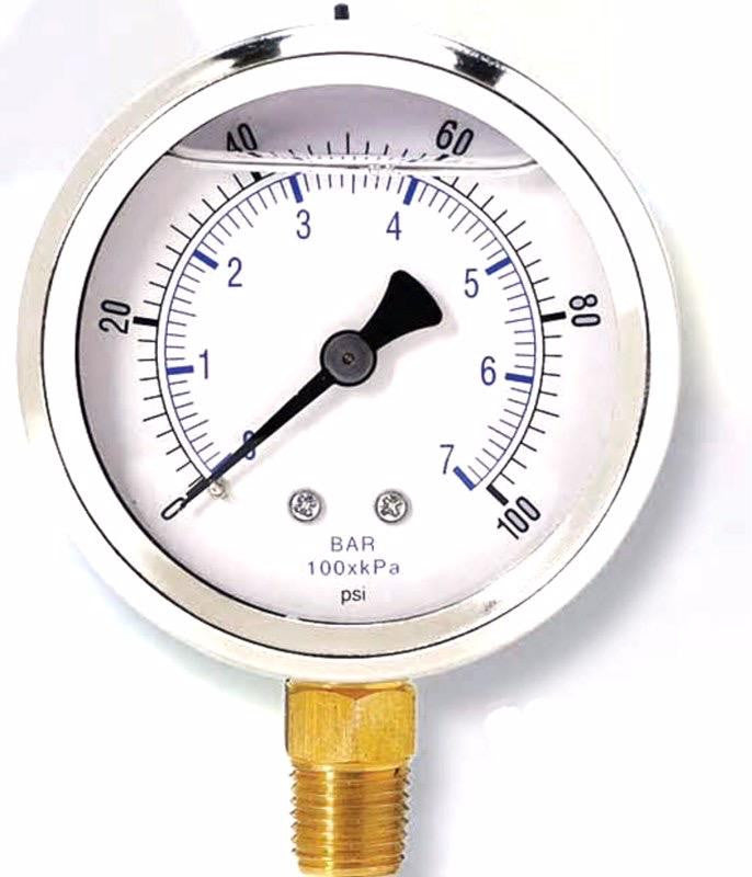 pressure gauge, glycerin, oil