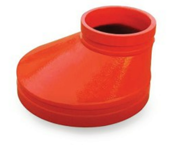 GROOVED ECCENTRIC REDUCER

Grooved Fittings are designed and

manufactured to comply with Groove Dimen-

sion ANSI/AWWA C606. Grooved mechanical

couplings conform to ASTM F1476. Ductile

iron pipe couplings and fittings material con-

form to ASTM A536 G