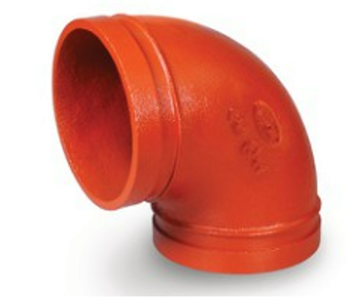 GROOVED ELBOW Short Radius 90
Grooved Fittings are designed and

manufactured to comply with Groove Dimen-

sion ANSI/AWWA C606. Grooved mechanical

couplings conform to ASTM F1476. Ductile

iron pipe couplings and fittings material con-

form to ASTM A53