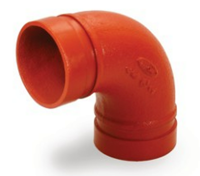 GROOVED ELBOW Long Radius 90
Grooved Fittings are designed and

manufactured to comply with Groove Dimen-

sion ANSI/AWWA C606. Grooved mechanical

couplings conform to ASTM F1476. Ductile

iron pipe couplings and fittings material con-

form to ASTM A536