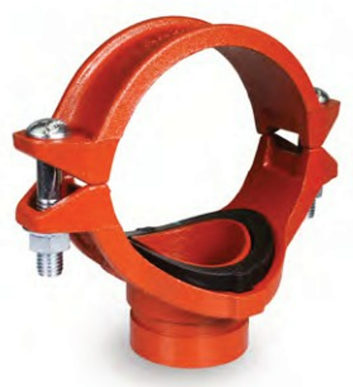Grooved Mechanical Tee

Grooved Fittings are designed and

manufactured to comply with Groove Dimen-

sion ANSI/AWWA C606. Grooved mechanical

couplings conform to ASTM F1476. Ductile

iron pipe couplings and fittings material con-

form to ASTM A536 Grad
