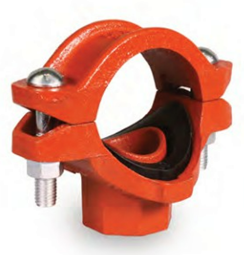 Threaded Mechanical Tee

Grooved Fittings are designed and

manufactured to comply with Groove Dimen-

sion ANSI/AWWA C606. Grooved mechanical

couplings conform to ASTM F1476. Ductile

iron pipe couplings and fittings material con-

form to ASTM A536 Gra