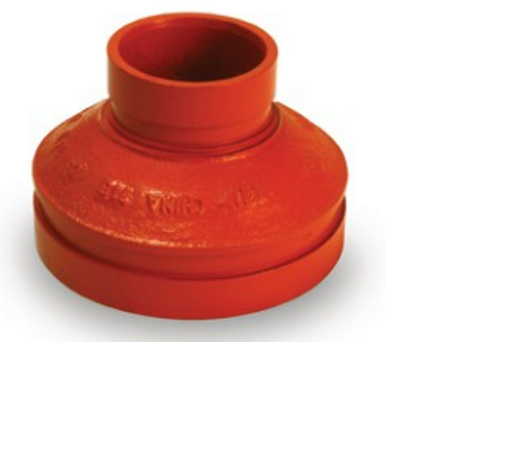 GROOVED REDUCER
Grooved Fittings are designed and

manufactured to comply with Groove Dimen-

sion ANSI/AWWA C606. Grooved mechanical

couplings conform to ASTM F1476. Ductile

iron pipe couplings and fittings material con-

form to ASTM A536 Grade 65-45-