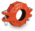 Grooved Reducing Coupling

Grooved Fittings are designed and

manufactured to comply with Groove Dimen-

sion ANSI/AWWA C606. Grooved mechanical

couplings conform to ASTM F1476. Ductile

iron pipe couplings and fittings material con-

form to ASTM A536 G