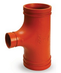 Grooved Reducing Tee

Grooved Fittings are designed and

manufactured to comply with Groove Dimen-

sion ANSI/AWWA C606. Grooved mechanical

couplings conform to ASTM F1476. Ductile

iron pipe couplings and fittings material con-

form to ASTM A536 Grade 