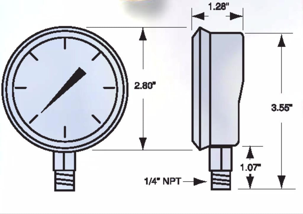 2.5" Dial SSTL Pressure Gauge - Glycerin Filled - Weksler GTC