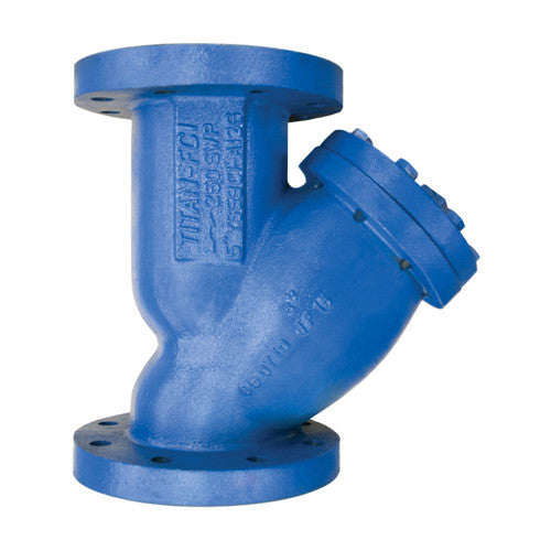 Titan flanged y-strainer for piping system to remove debris from pipeline
